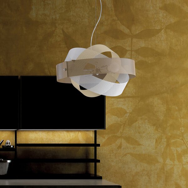Light for home - Závěsné svítidlo na lanku BL126-2-BT Rete, 2 X 60 Watt Max, bílá, jasna hnědá, 2 X 60 W, E27, Bílá, HOLUBIČÍ ŠEDÁ