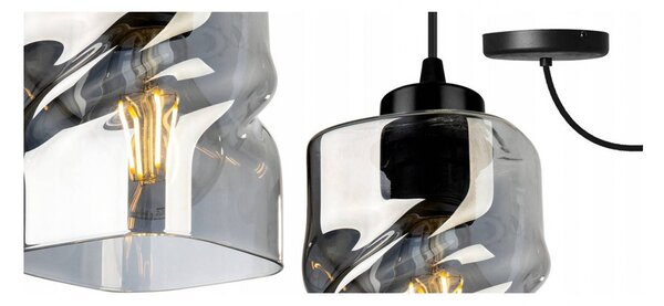 Light for home - Moderní závěsné svítidlo se skleněným stínidlem SPIDER NIKI 2195/1, E27, Černá