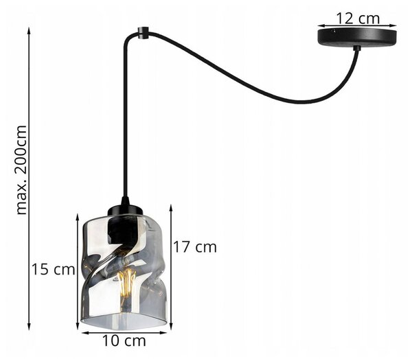 Light for home - Moderní závěsné svítidlo se skleněným stínidlem SPIDER NIKI 2195/1, E27, Černá