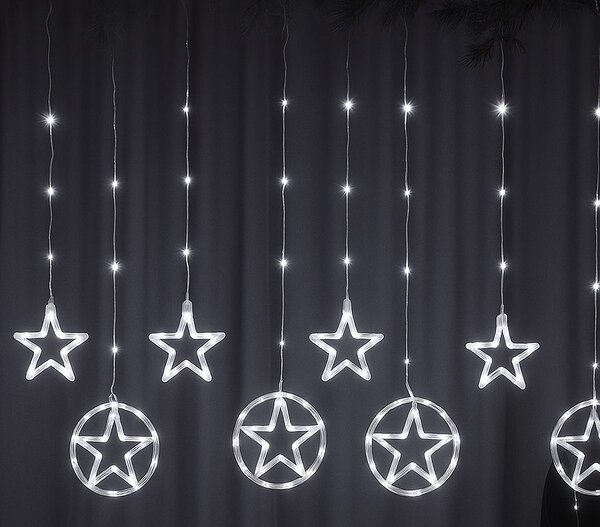 Vnitřní LED vánoční závěs - hvězdy, 3m, 130 LED, různé barvy na výběr Barva: Teplá bílá