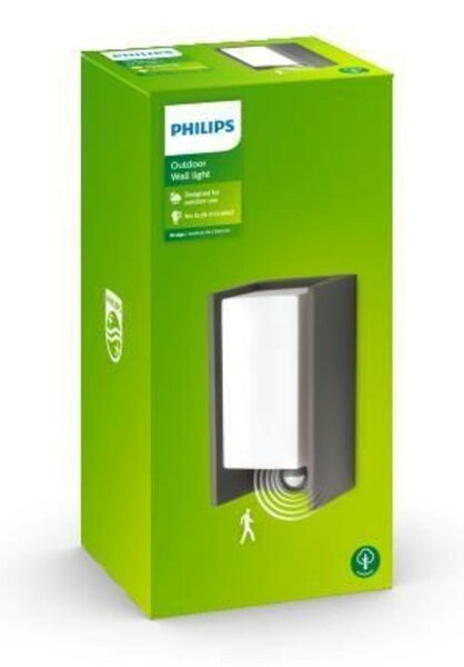 Venkovní nástěnné svítidlo s pohybovým senzorem Philips Bridge 8719514385429 E27 1x42W IP44 230V antracitové