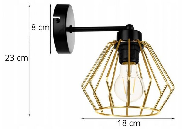 Light for home - Moderní nástěnné svítidlo ve stylu loft SANTOS 2212/1, E27, Zlatá