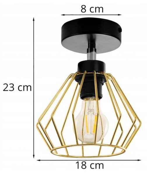 Light for home - Moderní stropní svítidlo s drátěným stínidlem ve stylu loft SANTOS 2211/1, E27, Zlatá