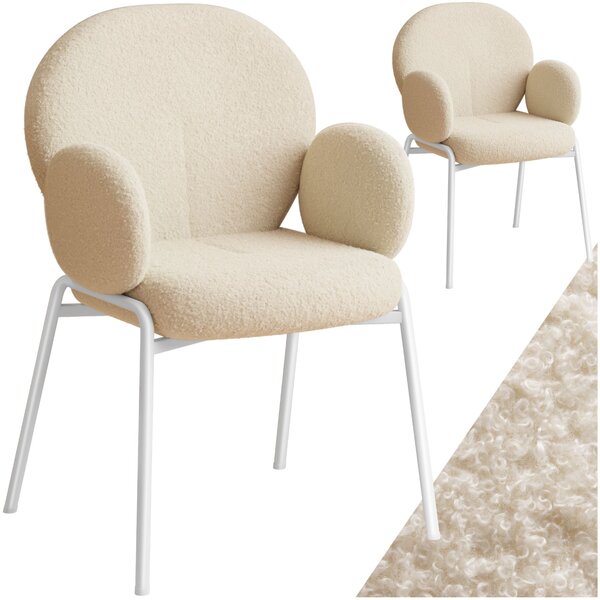 Tectake® Scandi židle, čalouněná potahem bouclé, nosnost 120 kg, 61,5 x 62 x 90 cm