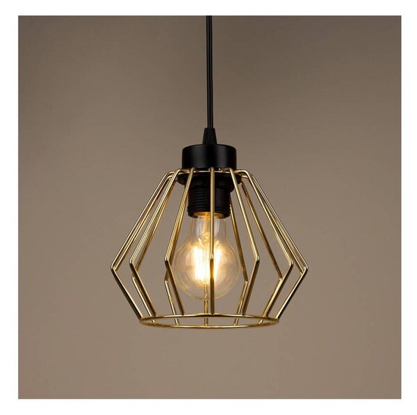 Light for home - Závěsná lampa Loft se stínidly ve tvaru zlatých diamantů SANTOS 2213/4/OW, E27, Zlatá