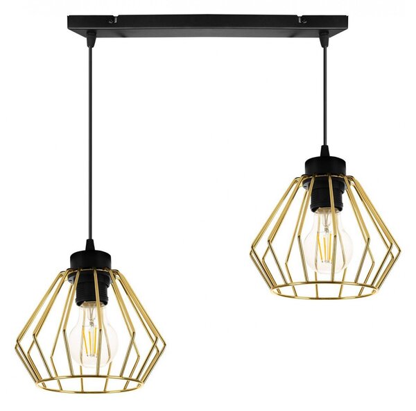 Light for home - Závěsné svítidlo na lanku s kovovými stínítky SANTOS 2214/2, E27, Zlatá