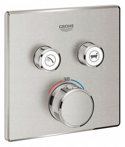 Nástěnná vanová a sprchová baterie s jednou pákou Grohe Grohtherm SmartControl, stříbrná