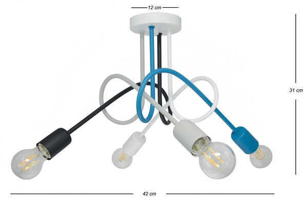 Light for home - Závěsné svítidlo 1001/4M4 MONDO, 4xE27/60W, šedá, černá, bílá, tyrkysová, 4xE27/60W, E27, šedá, černá, bílá, tyrkysová