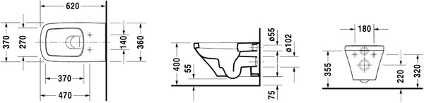 Duravit DuraStyle záchodová mísa závěsná bílá 2537090000