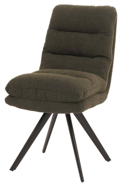 Jídelní židle HWC-G66, kuchyňská židle židle, otočná automatická poloha látka/textil bouclé MVG zelená