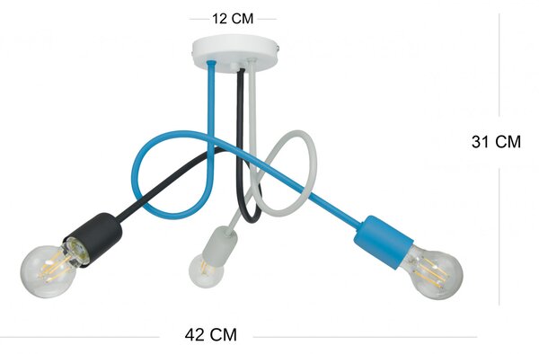 Light for home - Závěsné svítidlo 1001/3M4 MONDO, 3xE27/60W, tyrkysová, černá, šedá, 3x60W, E27, tyrkysová, černá, šedá