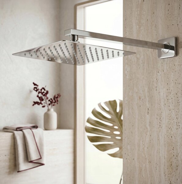 SPRCHOVÁ HLAVICE ČTVERCOVÁ REA JS-P015B CHROM UNIVERZÁLNÍ 30 cm