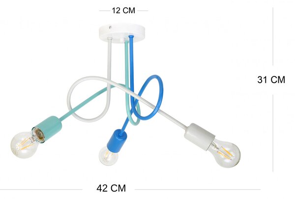 Light for home - Závěsné svítidlo 1001/3MP1 MONDO, 3xE27/60W, pastelová šedá, modrá, tyrkysová, 3x60W, E27, pastelová šedá, modrá, tyrkysová
