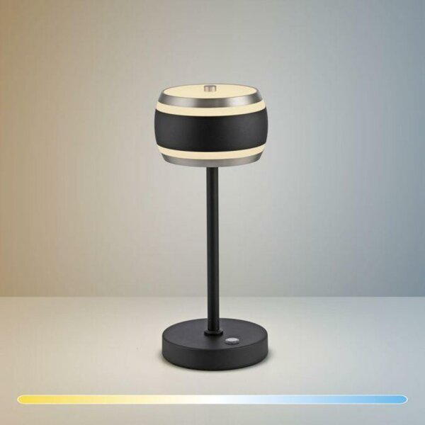 PAUL NEUHAUS LED nabíjecí stolní lampa PURE Falling Rings, černá / metalická šedá , dotykový vypínač 2200-5000K