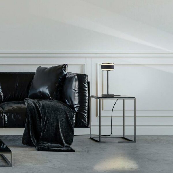 PAUL NEUHAUS LED nabíjecí stolní lampa PURE Falling Rings, černá / metalická šedá , dotykový vypínač 2200-5000K