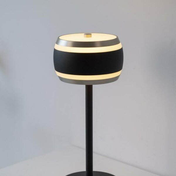 PAUL NEUHAUS LED nabíjecí stolní lampa PURE Falling Rings, černá / metalická šedá , dotykový vypínač 2200-5000K