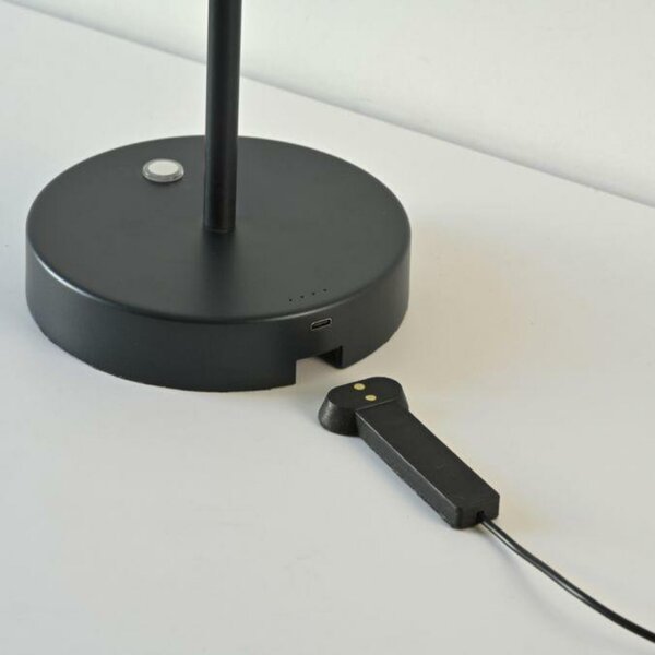 PAUL NEUHAUS LED nabíjecí stolní lampa PURE Falling Rings, černá / metalická šedá , dotykový vypínač 2200-5000K