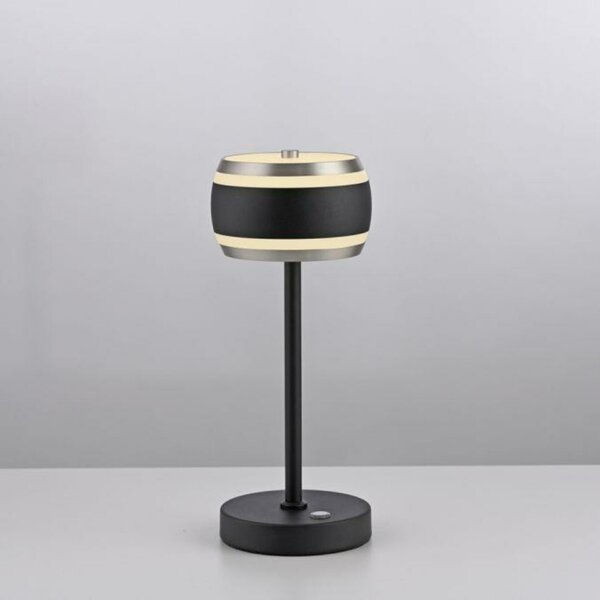 PAUL NEUHAUS LED nabíjecí stolní lampa PURE Falling Rings, černá / metalická šedá , dotykový vypínač 2200-5000K