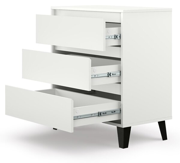 Topeshop SCANDI 3S BIEL, Bílá, 3 zásuvka/zásuvek, Středně-hustotní sklolaminát (MDF), Dřevotřískové desky, Dřevo, Moderní, 700 mm, 390 mm