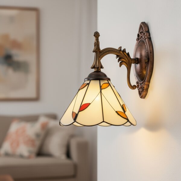 Brilagi - Tiffany vitrážová nástěnná lampa FOLIA 1xE14/40W/230V