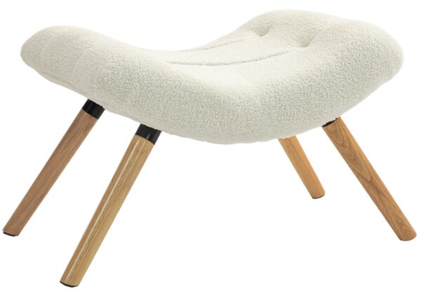 HOMCOM Konferenční stolík, Otoman s Berberským fleecem, Čalouněný stolička do 120 kg, pro obývací pokoj, ložnici, 67 x 45 x 38 cm, Krémově bílá | Aoso