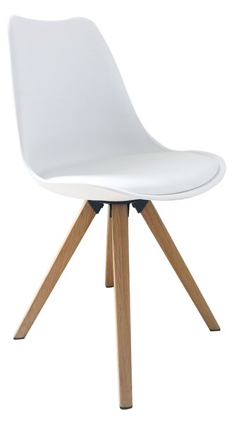 ByLIVING Jídelní židle Kira set 2, barva dub, koženka bílá