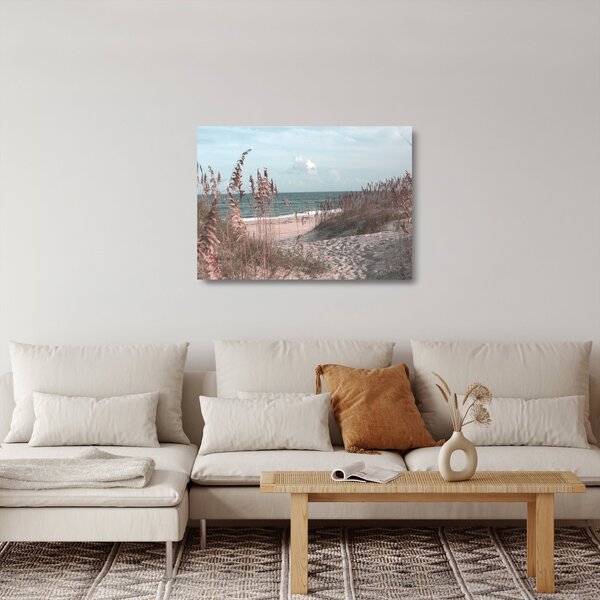 Skleněný obraz - Růžová pláž (70x50 cm)