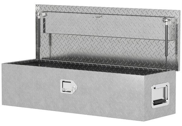 HOMCOM Hliníková Úložná Krabice s Bočními Rukojeťmi, Zámkem a Klíči, Nářaďový Box pro Dodávky, 99 x 33 x 25.5 cm | Aosom