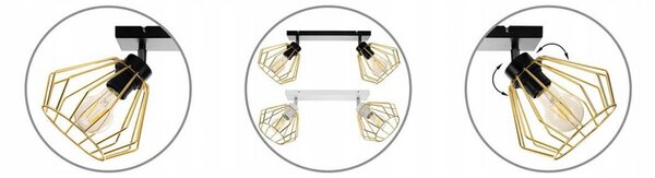 Light for home - Stropní svítidlo v industriálním stylu SANTOS 2210/2, E27, Černá