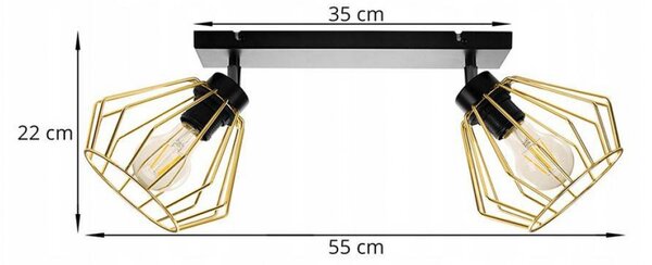 Light for home - Stropní svítidlo v industriálním stylu SANTOS 2210/2, E27, Černá