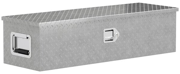 HOMCOM Hliníková Úložná Krabice s Bočními Rukojeťmi, Zámkem a Klíči, Nářaďový Box pro Dodávky, 99 x 33 x 25.5 cm | Aosom