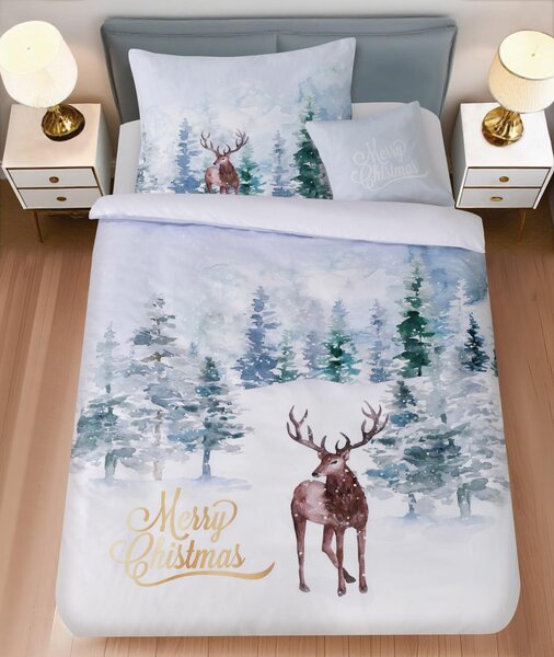 Povlečení z mikrosaténu DEER SEASON bílé + povlak na polštářek 45 x 45 cm zdarma Rozměr povlečení: 70 x 90 cm | 140 x 200 cm