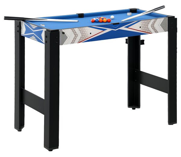 SPORTNOW 5-v-1 Multihra Kancelářský stůl s pingpongem, kulečníkem, hokejem, basketbalem a lukostřelbou pro dospělé 91 x 45,5 x 76 cm Černá+Modrá | Aos