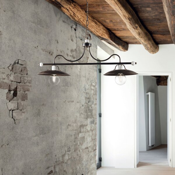 Light for home - Kovový lustr BL234-2-BR "Cantina" 2 X 60 Watt Max, hnědá, zlatá, 2 X 60 W, E27, Hnědá, zlatá