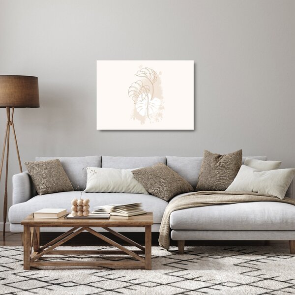 Skleněný obraz - Line art monstera N⁰1 (70x50 cm)