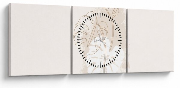 Obraz - Line art monstera N⁰1 (s hodinami) (90x30 cm)