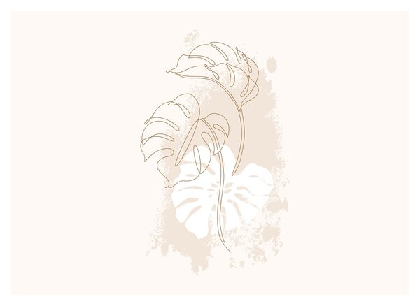 Skleněný obraz - Line art monstera N⁰1 (70x50 cm)