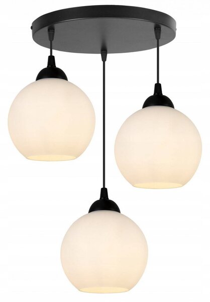 Light for home - Závěsnésvítidlo ELIZA 1987/3/OW 3XE27 Stínidla z foukaného bílého skla, 3xE27 Max 60W, E27, Černá