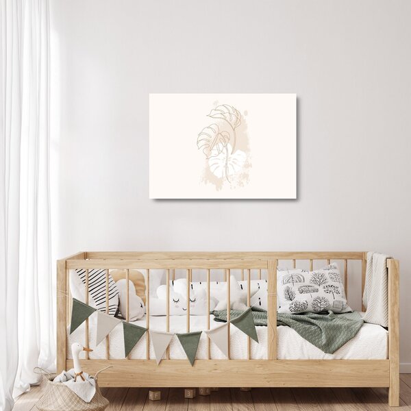 Skleněný obraz - Line art monstera N⁰1 (70x50 cm)