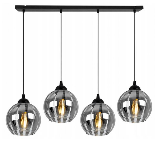 Light for home - Závěsné svítidlo na liště se čtyřmi skleněnými stínidly ELIZA 1987/4/C/70L, 3x60W, E27, Černá