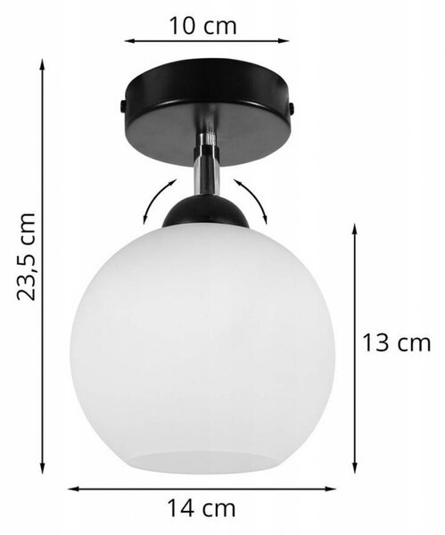 Light for home - Stropní svítidlo s mléčným skleněným stínidlem ELIZA 1987/KP, 1x60W, E27, Černá