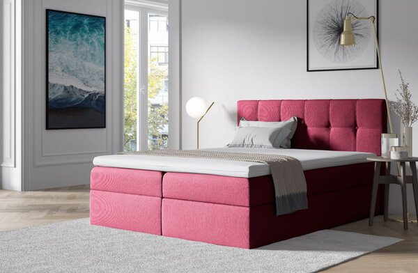 Čalouněná postel s úložným prostorem 120x200 RECIVIO - bordó + topper ZDARMA