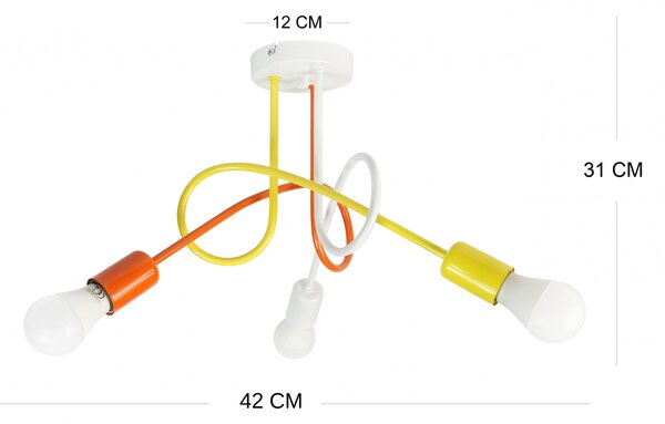 Light for home - Závěsné svítidlo 1001/3M2 MONDO, 3xE27/60W, bílá, žlutá, oranžová, 3x60W, E27, bílá, žlutá, oranžová