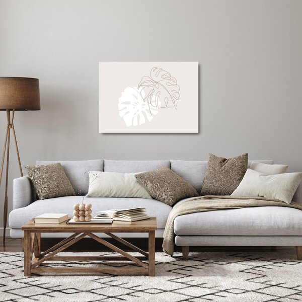 Skleněný obraz - Line art monstera N⁰2 (70x50 cm)