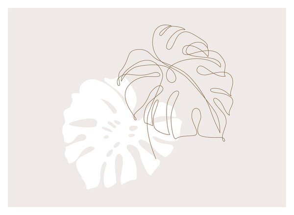 Skleněný obraz - Line art monstera N⁰2 (70x50 cm)