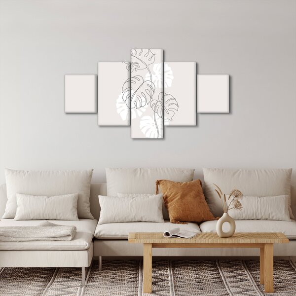 Obraz - Line art monstera N⁰3 (125x70 cm)