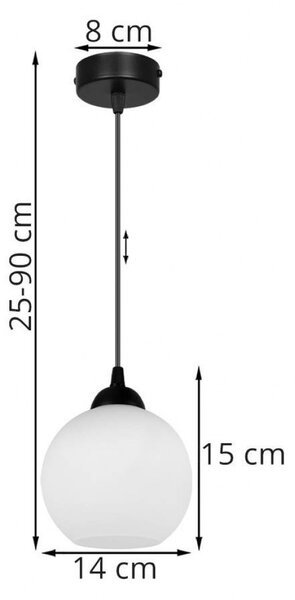 Light for home - Moderní závěsné svítidlo na lanku ELIZA 1987/1, 1x60W, E27, Černá