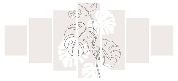 Obraz - Line art monstera N⁰3 (210x100 cm)