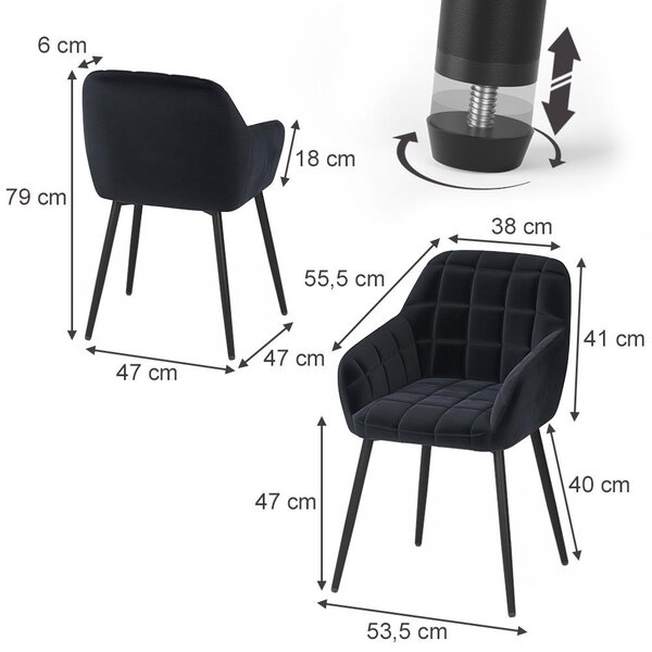 Židle jídelny Vicco Relio Černá 53.5 x 55.5 cm Sada 2 kusů, Model 59373
