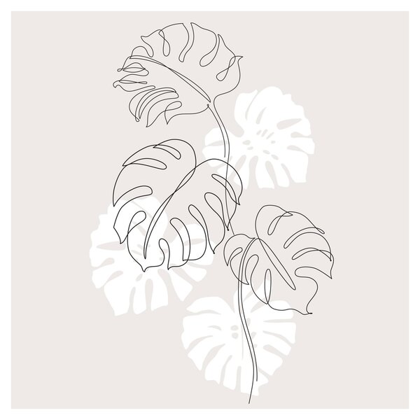 Obraz - Line art monstera N⁰3 (30x30 cm)